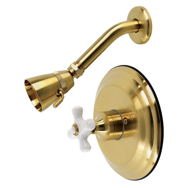 Kingston Brass Shower Faucet, 2, Wall Mount, Brushed Brass KB3637PXTSO - main